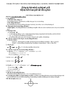 Giáo án Ôn tập vật lý 12 Chương 1 Dao động cơ